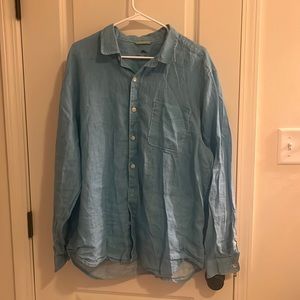 Tommy Bahama XL blue button down. Worn but great condition.